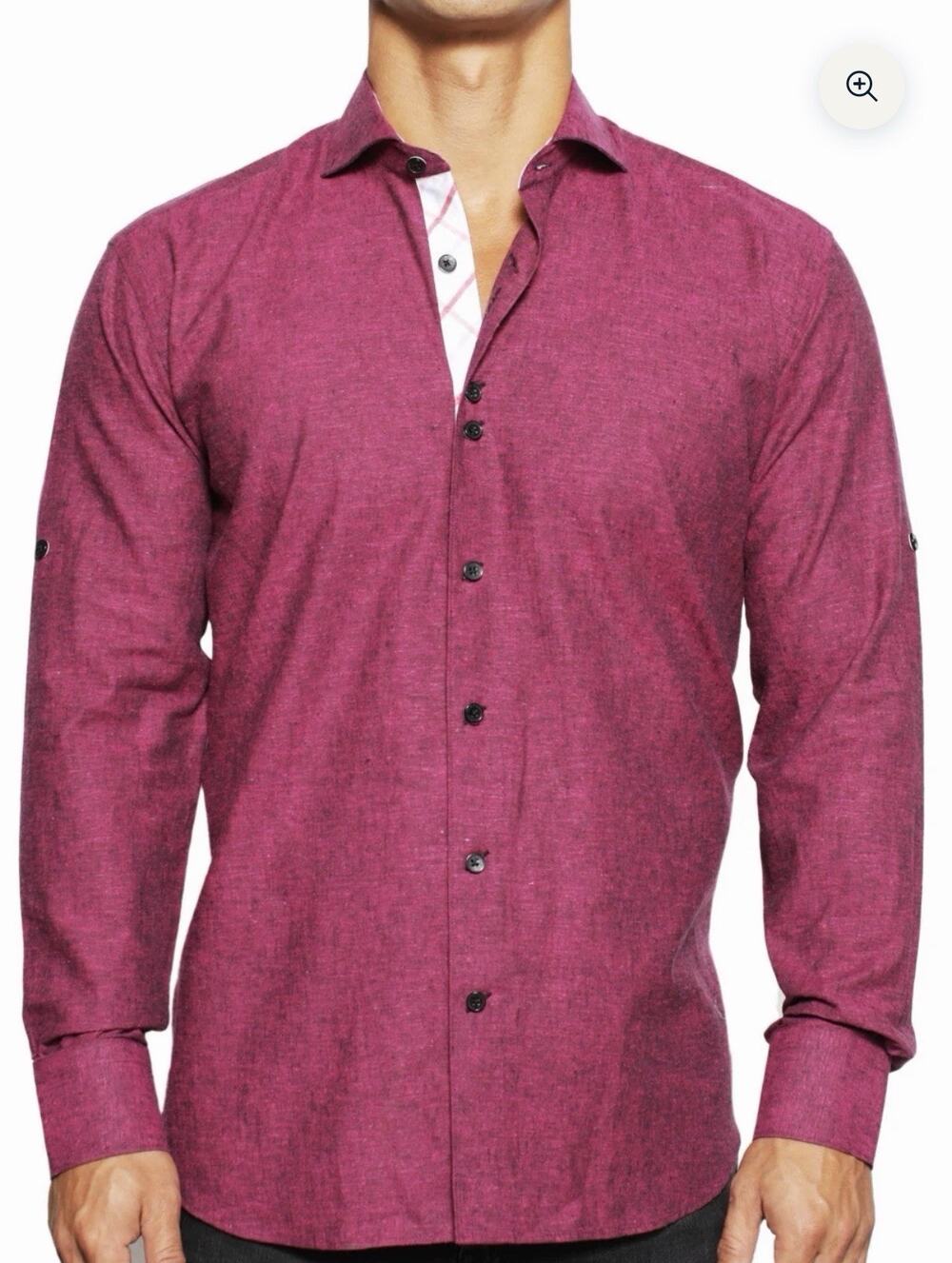 Maceoo Einstein-V Richlinen Red Long Sleeve Button-Up Shirt Size 5/XL